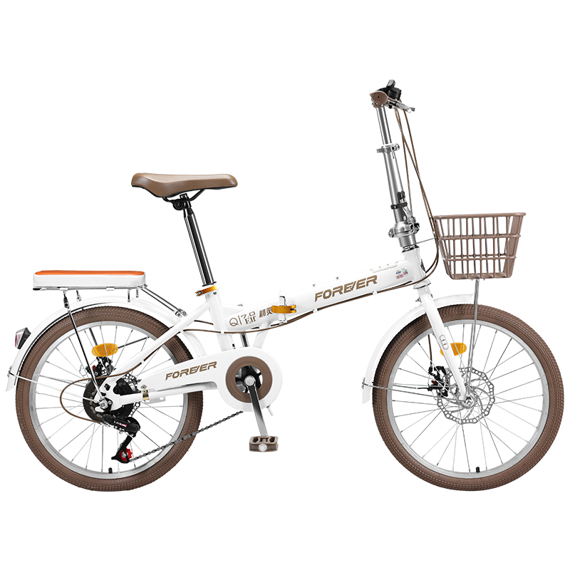 Forever Folding Bicycle Lightweight Portable No-Assembly Pink 20-Inch Speed Adjustable Spoked Wheel for Men, Women, and Students
