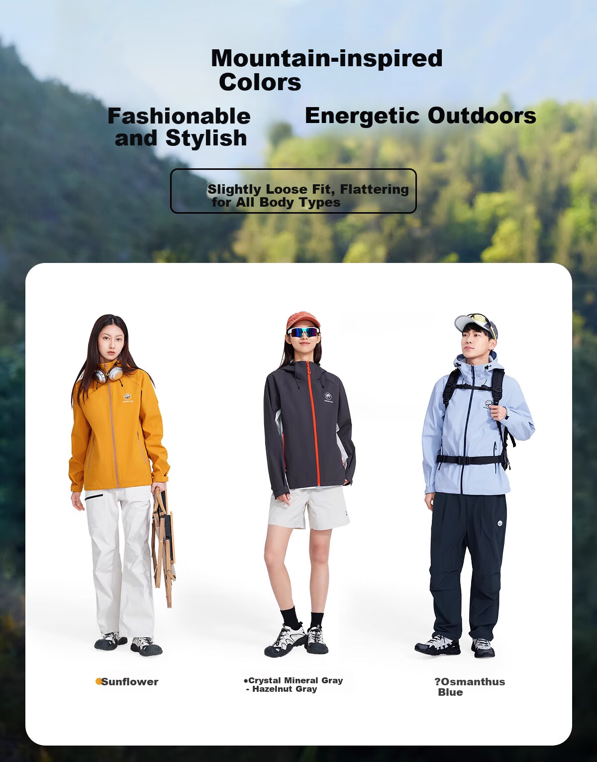 CAMEL Panda Series Outdoor Softshell Jacket Unisex Fashion Versatile Three-Proof Travel Mountaineering Coat 1114 XS 8