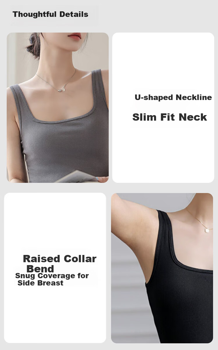 Ordifen [Lyocell Tencel] Women's Thin Camisole Vest Basic Swan Neck Outerwear Gray L 9