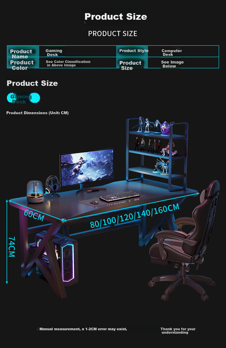 Chibilun Computer Desk Desktop Home Gaming Esports Desk Simple Writing Study Office Desk Curved Desktop 7
