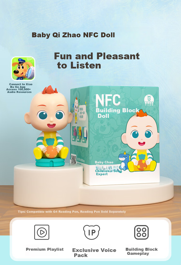 BabyBus Toy NFC Building Blocks Jojo Figurine 1-3 Years Old Children's New Year Gift Compatible with Interchangeable Head Reading Pen 1