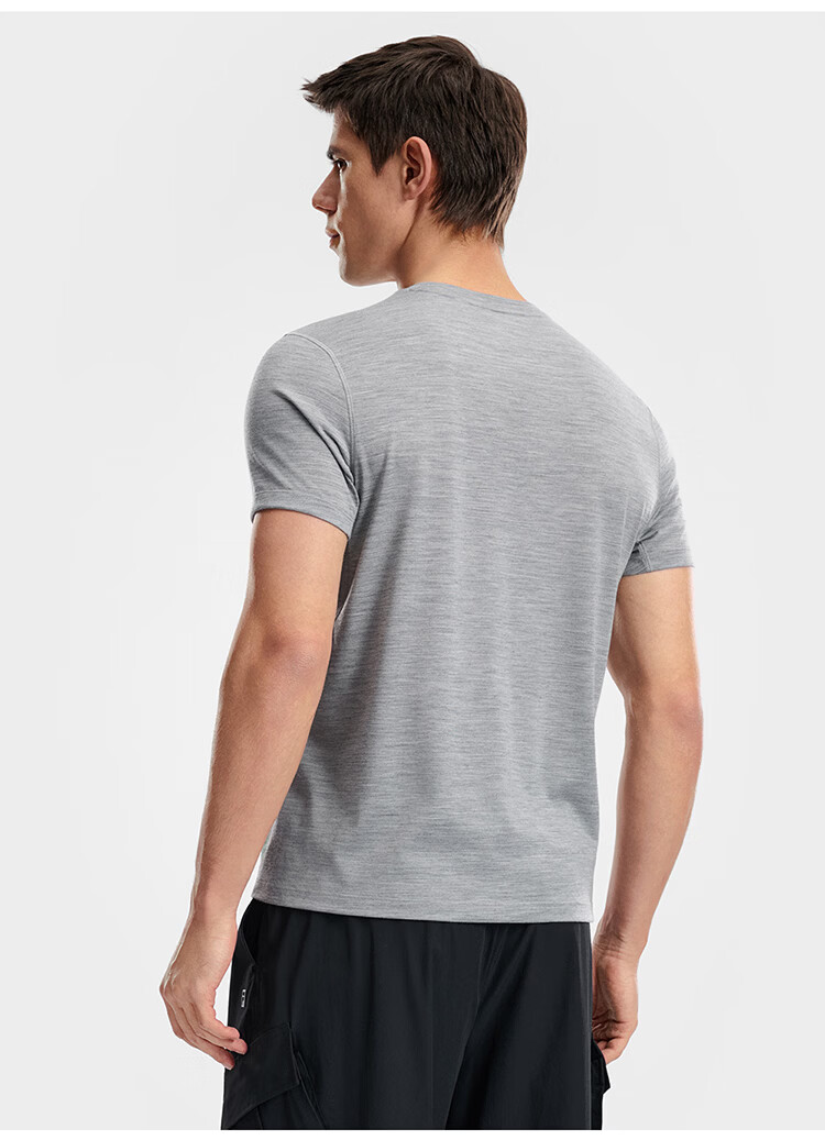 FILA Official Men's Knitted Short Sleeve Shirt 2026 Summer Fitness Sports Basic Crew Neck Merino Wool T-Shirt 24