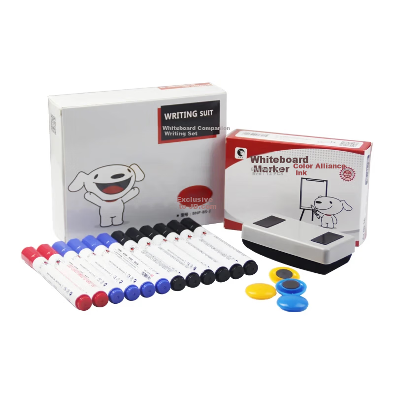 BibiNiu Whiteboard Companion (12 Whiteboard Markers, 4 Magnetic Particles, 1 Magnetic Eraser) Writing Model BNPW-BS-JW