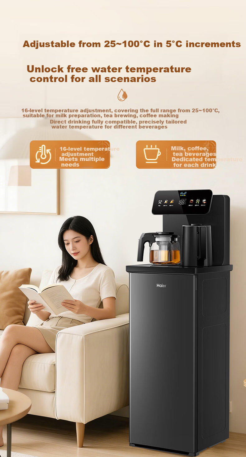 Haier Little Star Tea Bar Water Dispenser Home High-End Living Room Electric Kettle Integrated Automatic Water Supply Bottom-Loading Water Bucket Fully Automatic Smart Tea Bar Cabinet Warm and Hot Mod 13