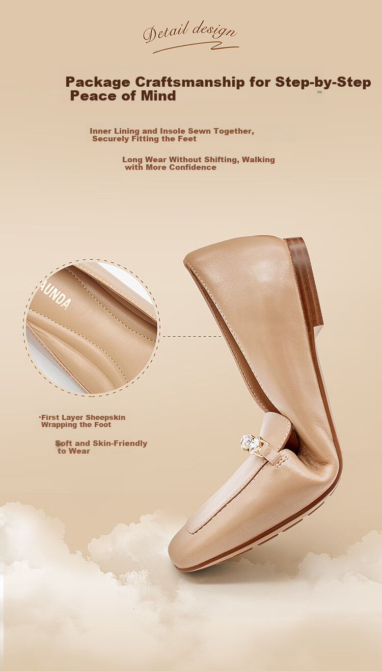 Le Saunda Solid Color Square Toe Lambskin Slip-On Loafers for Women 6T06805 Milk Tea Almond BEK 35 7