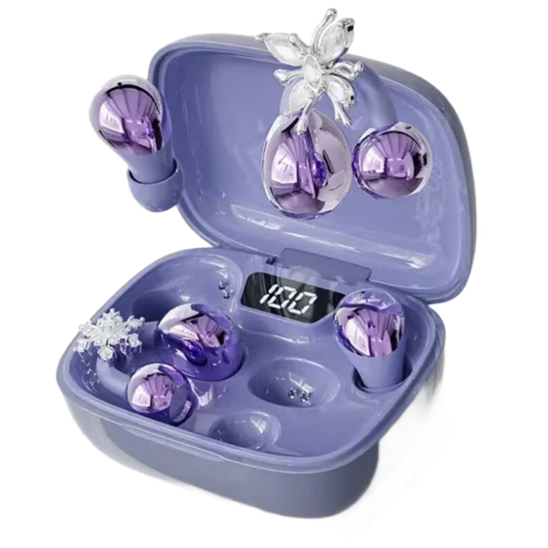 Haiyinlv Q30 [4 Earphones + Exquisite Ear Accessories] 2026 New Clip-On Wireless Bluetooth Sleep Earphones Long Battery Life High-Quality Sound Sports Running Low Latency Universal Purple