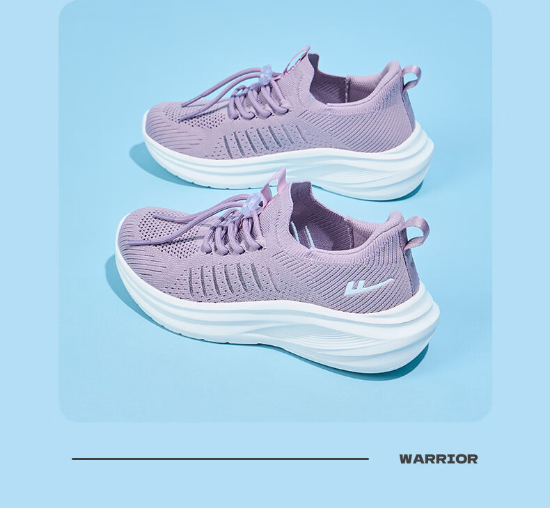 Warrior Women's Shoes 2026 Spring New Soft Sole Mesh Sports Shoes Slip-On for Middle-Aged and Elderly Moms 1282 Purple Size 37 24