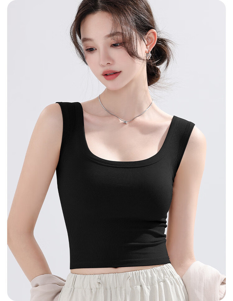 Langsha Summer Thin Strap Vest Slim Fit Sleeveless Sports Tank Top Outerwear Light Gray 11