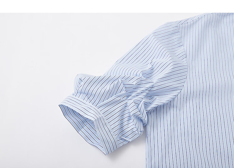 Demana Fresh Cloud Cotton Summer Urban Commuter Striped Short Sleeve Asymmetric Button Slim Fit Shirt for Women Premium Feel 14
