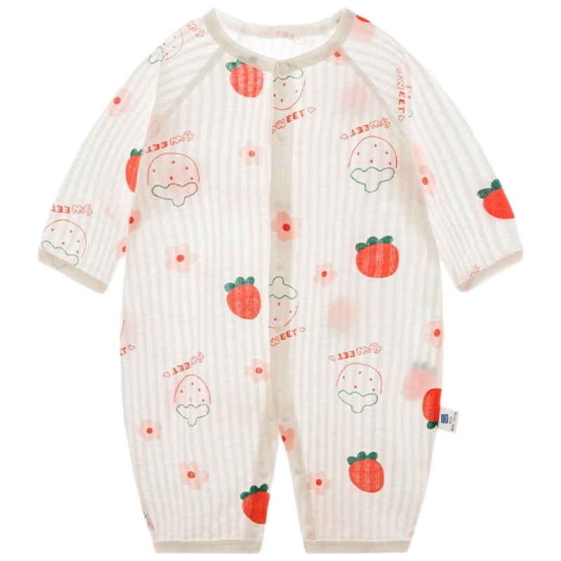 Tonglian Chuxin Baby Summer Romper Long Sleeve Mesh Cotton Thin Newborn Infant Air Conditioning Clothes Summer Wear