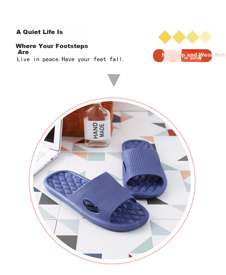 FOOTOPPO Minimalist Style Summer Soft Sole Non-Slip Bathroom Slippers for Men and Women, Comfortable Home and Elderly House Slippers 2
