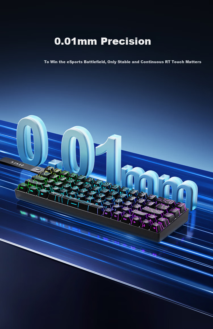 AJAZZ AK680V2 Magnetic Axis Customizable RGB Gaming Keyboard 8K Report Rate RT0.01 Valorant 68-Key Black Ice Island Switch 4