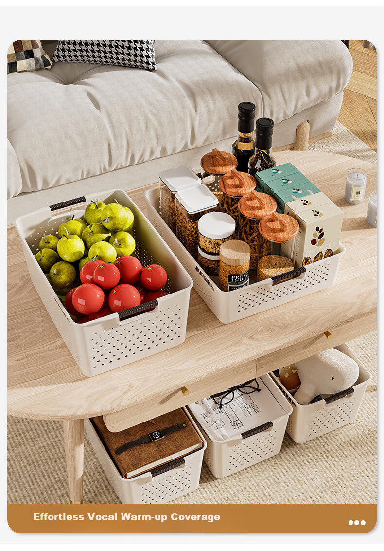 Ubility Off-White Minimalist Storage Basket File Frame Hollow Plastic Storage Box 9