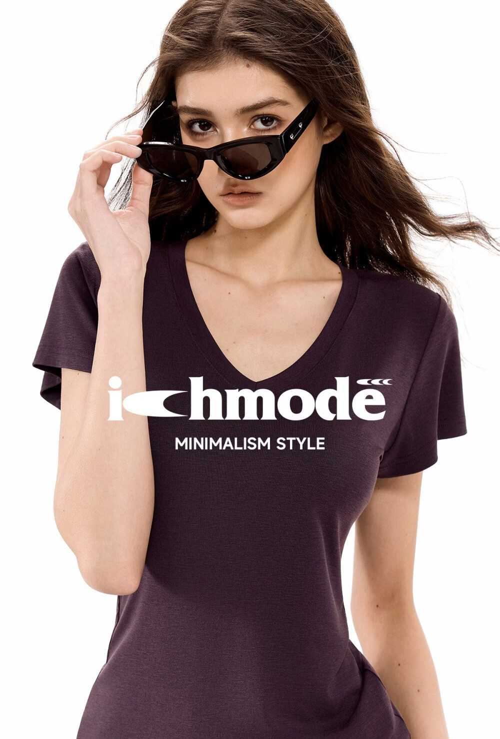 ICH MODE Slim Fit Stretch V-Neck Short Sleeve T-Shirt Women Summer New Casual Sports Shoulder Top Crop Light Purple M 1