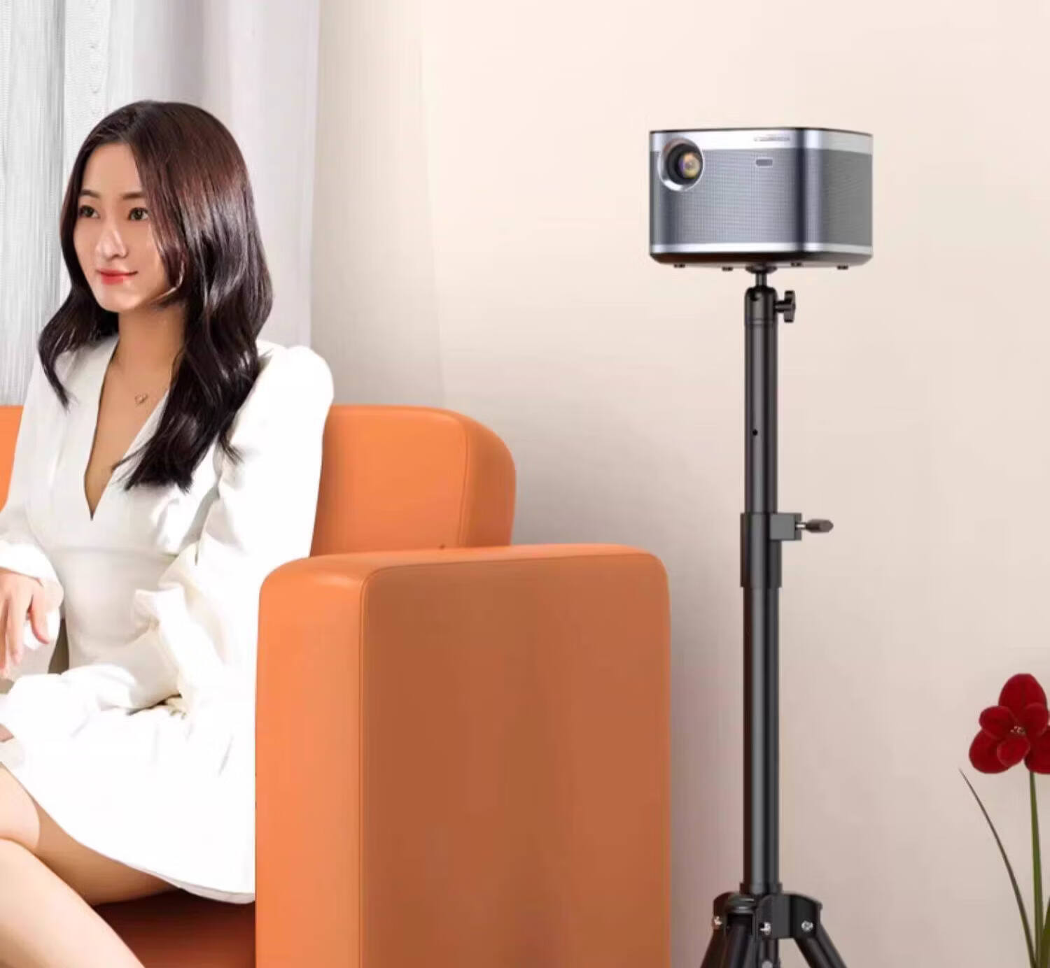 ASKE Projector Floor Stand Tripod Tray Bracket Compatible with Xiaomi, JmGO, XGIMI Wall-Mounted Projectors, No-Drill Installation for Dangbei 1