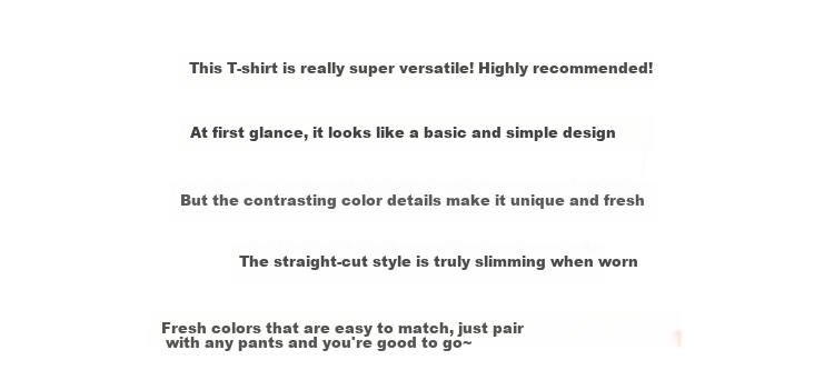 Yiershuang 100% Cotton Women's Short Sleeve T-Shirt Comfortable Skin-Friendly Color Block Basic Casual Top 1