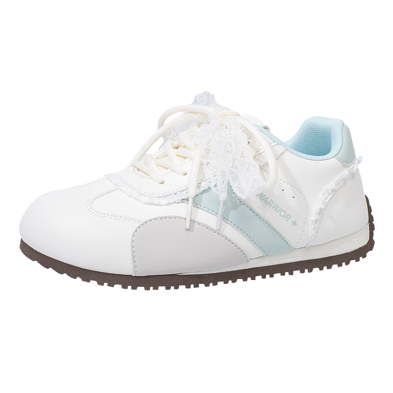 Warrior Women's Autumn Winter New German Training Shoes Flat Soft Sole Casual Student Sports Sneakers Light Gray Green Size 36