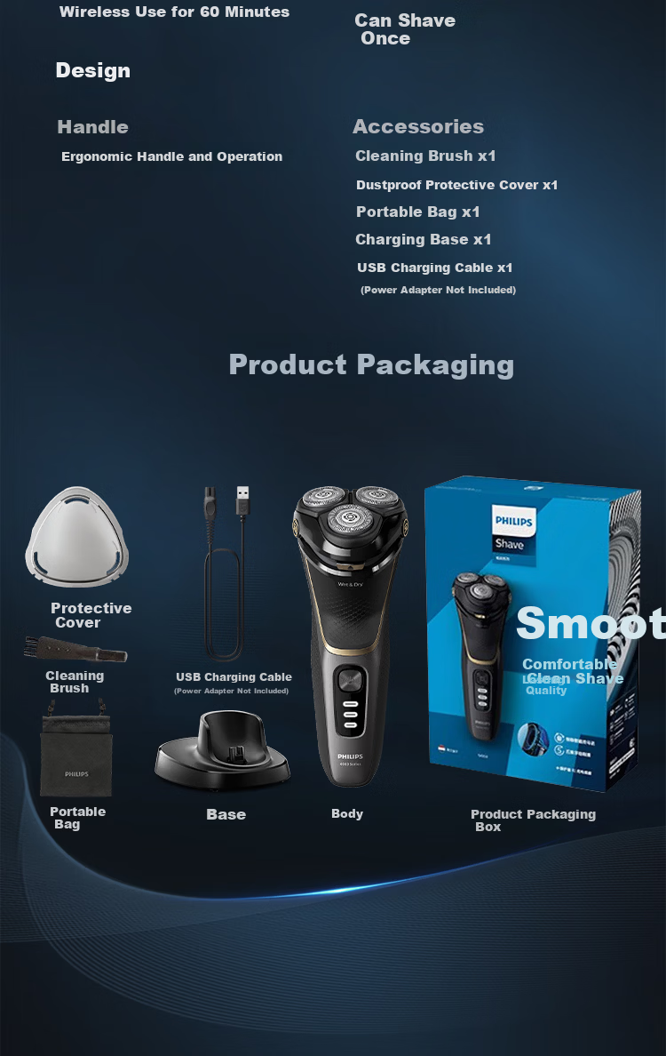 PHILIPS Electric Shaver S2315/00 Fully Imported Waterproof 1-Hour Quick Charge Built-in Sideburn Trimmer Gift for Boyfriend Husband Father New Year 11