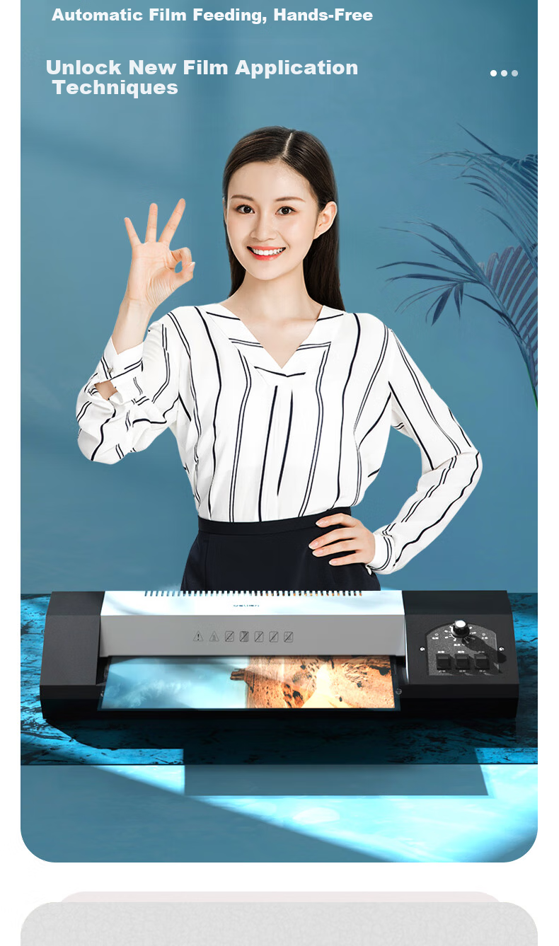 Deli A3/A4 Commercial Office Laminator Multi-Setting Adjustable Film Laminating Machine All-Metal High-Power Durable Laminator Automatic Film Feed and Return Photo Document Laminator 3890 12