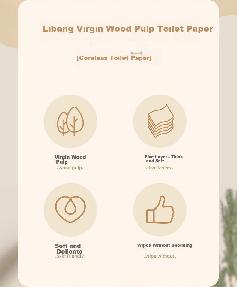 Libang 5-Ply Coreless Toilet Paper Rolls, 2000g x 2 Packs (8 lbs, 36 Rolls) 3