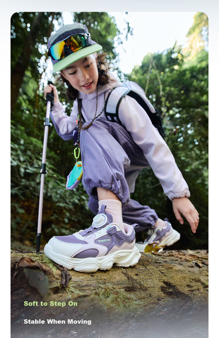 TOREAD Kids Sports Shoes Boys and Girls Breathable Button Running Shoes Spring Summer Pink Purple Size 39 11