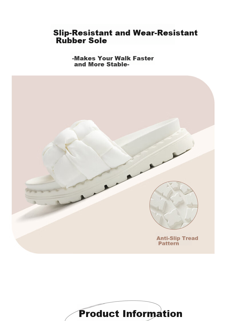FOOTOPPO Women's Summer Fashion Thick-Soled Slip-On Sandals Non-Slip Beach Slippers 8