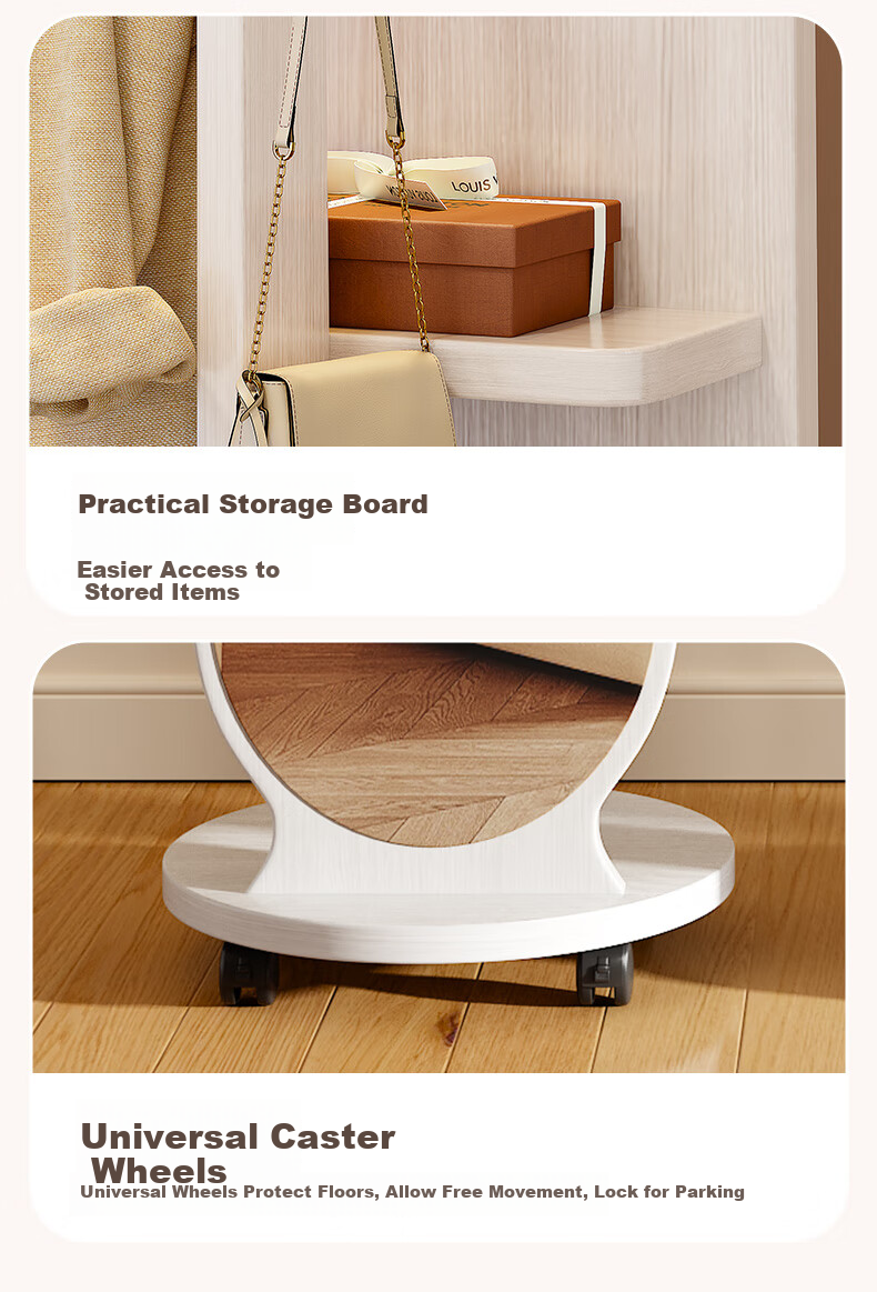 Chibilun Full-Length Rotatable Dressing Mirror with Storage Multifunctional Floor Mirror for Bedroom 2