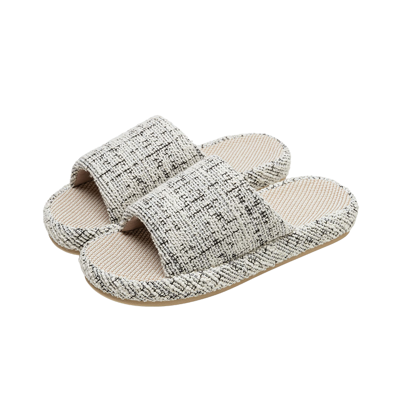 Puxia Linen Slippers Women Indoor Home Non-slip Odor-resistant Breathable Lightweight Cotton Linen Slippers Men White Size 42-43