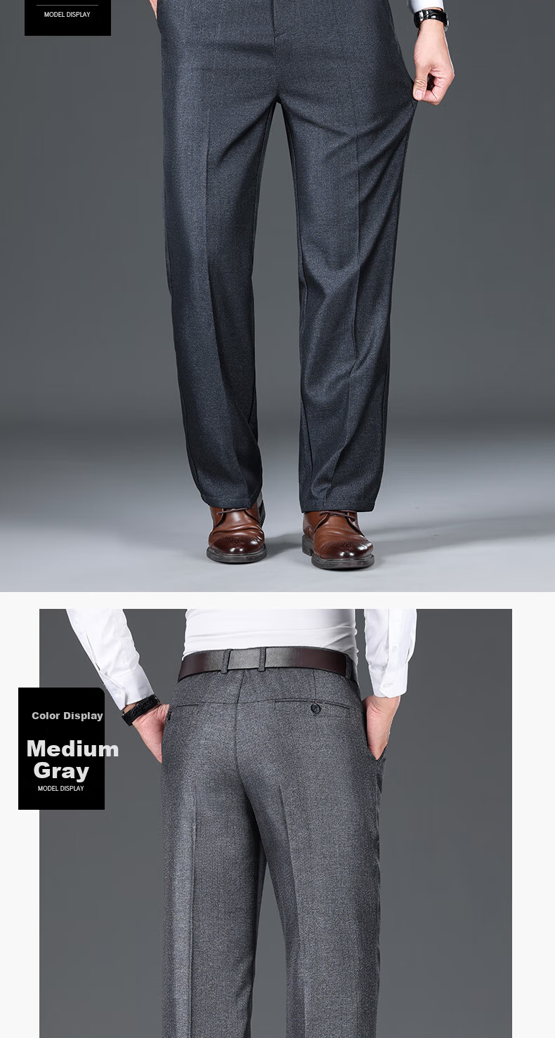 Pierre Cardin Breathable Wrinkle-Resistant Men's Summer Business Formal Straight Casual Trousers Dark Gray 33 44
