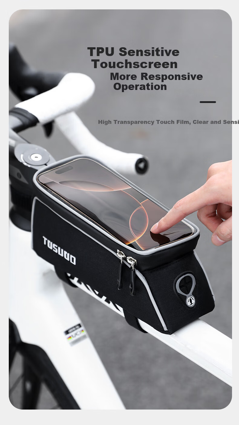 TOSUOD Bicycle Riding Handlebar Touchscreen Front Tube Bag Waterproof Road Bike Frame Bag Phone Bag Cycling Accessories 1