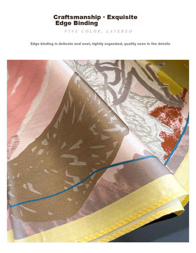 Hangsilk Road Mulberry Silk Small Square Scarf Genuine Silk Scarf Inner Wear Scarf Birthday Gift for Mom High-End Holiday Gift for Women Pink Yellow 5