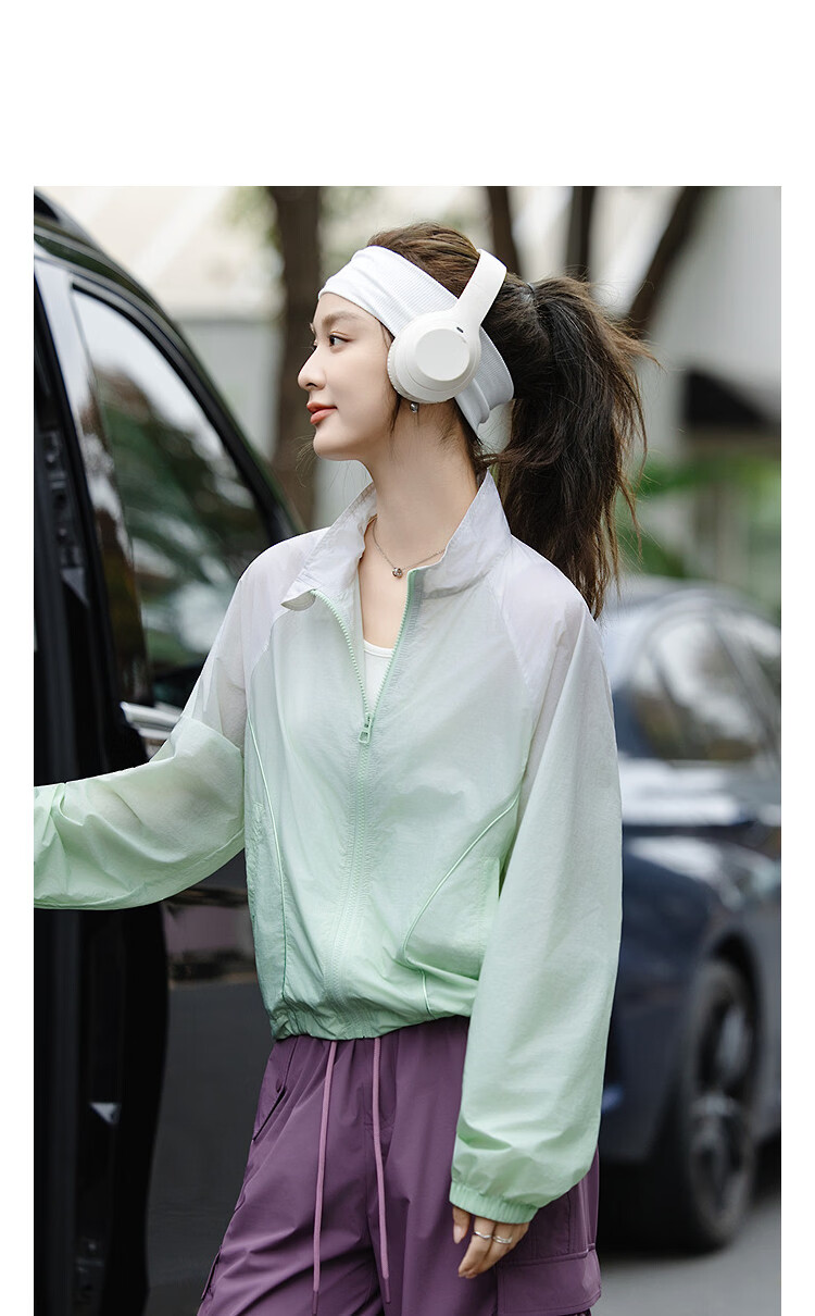 Demana UPF50+ UV Protection Spring Outdoor Stand Collar Gradient Curve Split Loose Women's Jacket 11