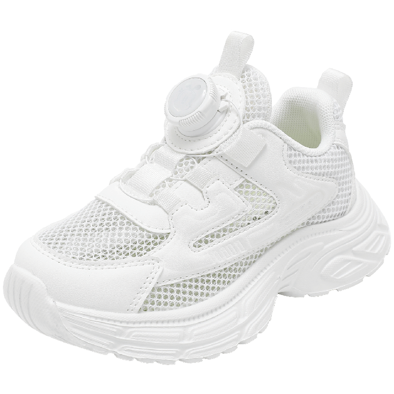 BOBDOG Boys' Summer Casual Single Mesh White Sneakers Breathable Children's Sports Running Shoes 103562004 White Size 35