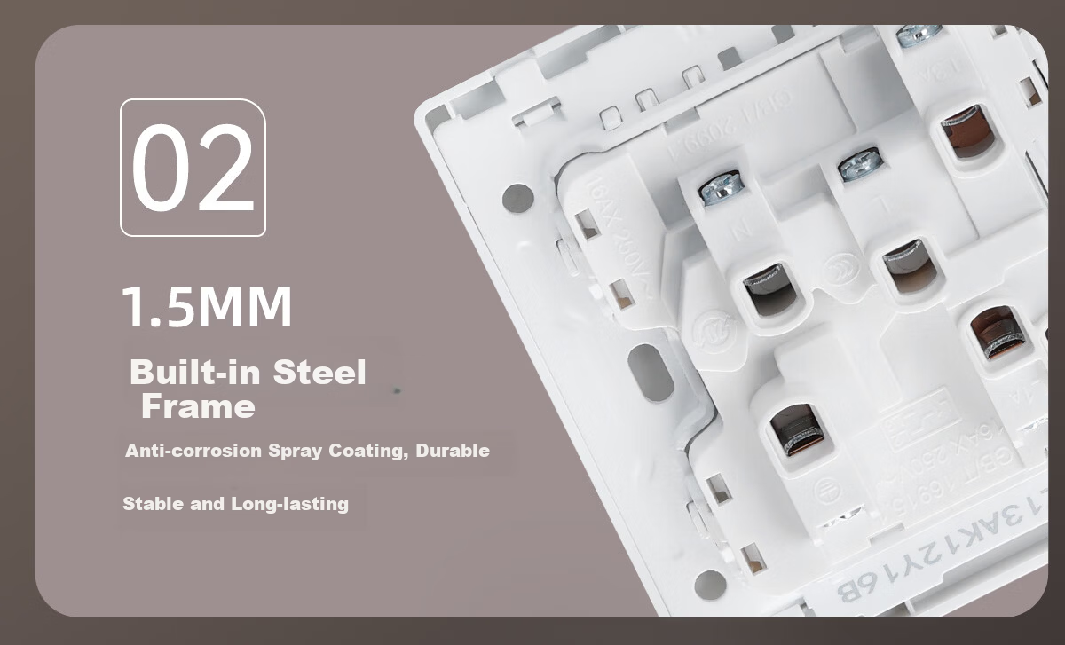 Hongyan E4 Series White Three-Hole 16A Three-Prong 86 Type Flush Mounted Wall Power Socket Switch Panel 24