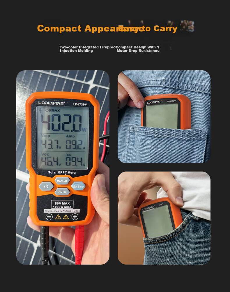 LODESTAR PV Module Maximum Power Tester Solar Panel Detector MPPT Peak Multimeter LD673PV 4