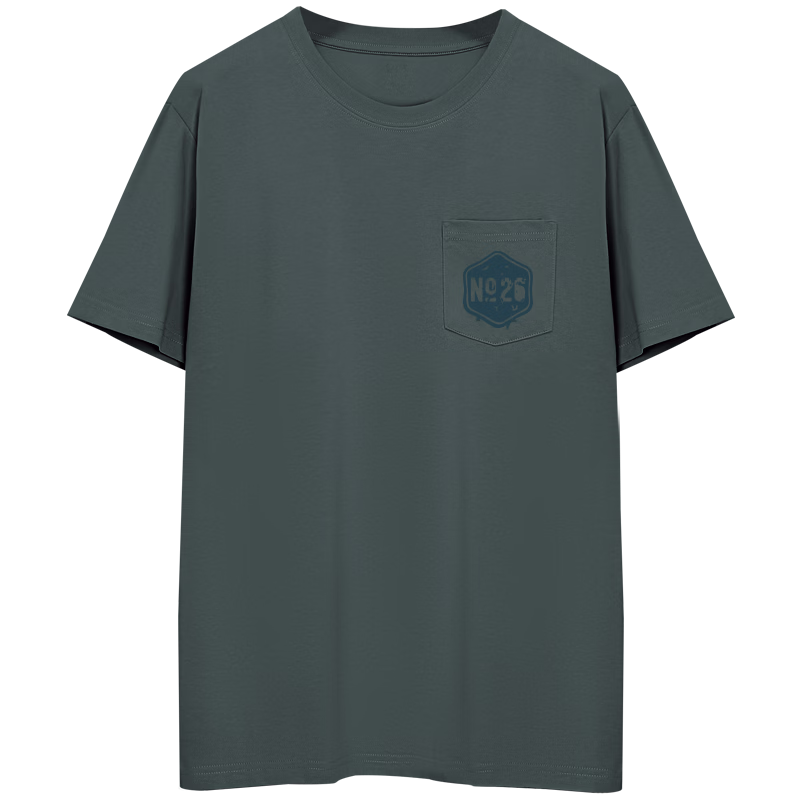 Hongdou Men's T-Shirt 10A Antibacterial Mite-Resistant Soft Cotton Breathable 50+ UV Protection Simple Printed Casual Round Neck Short Sleeve