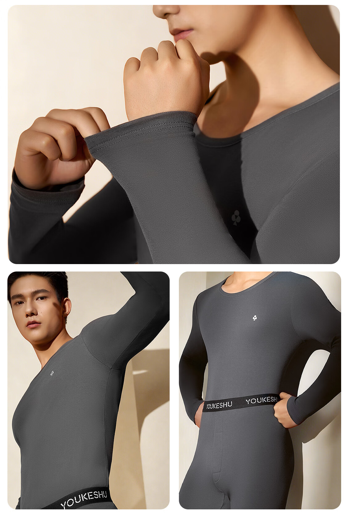 Youkeshu A-Class 100% Cotton Men's Thermal Underwear Set Autumn Winter Pure Cotton Antibacterial Warm Long Johns 10A 19