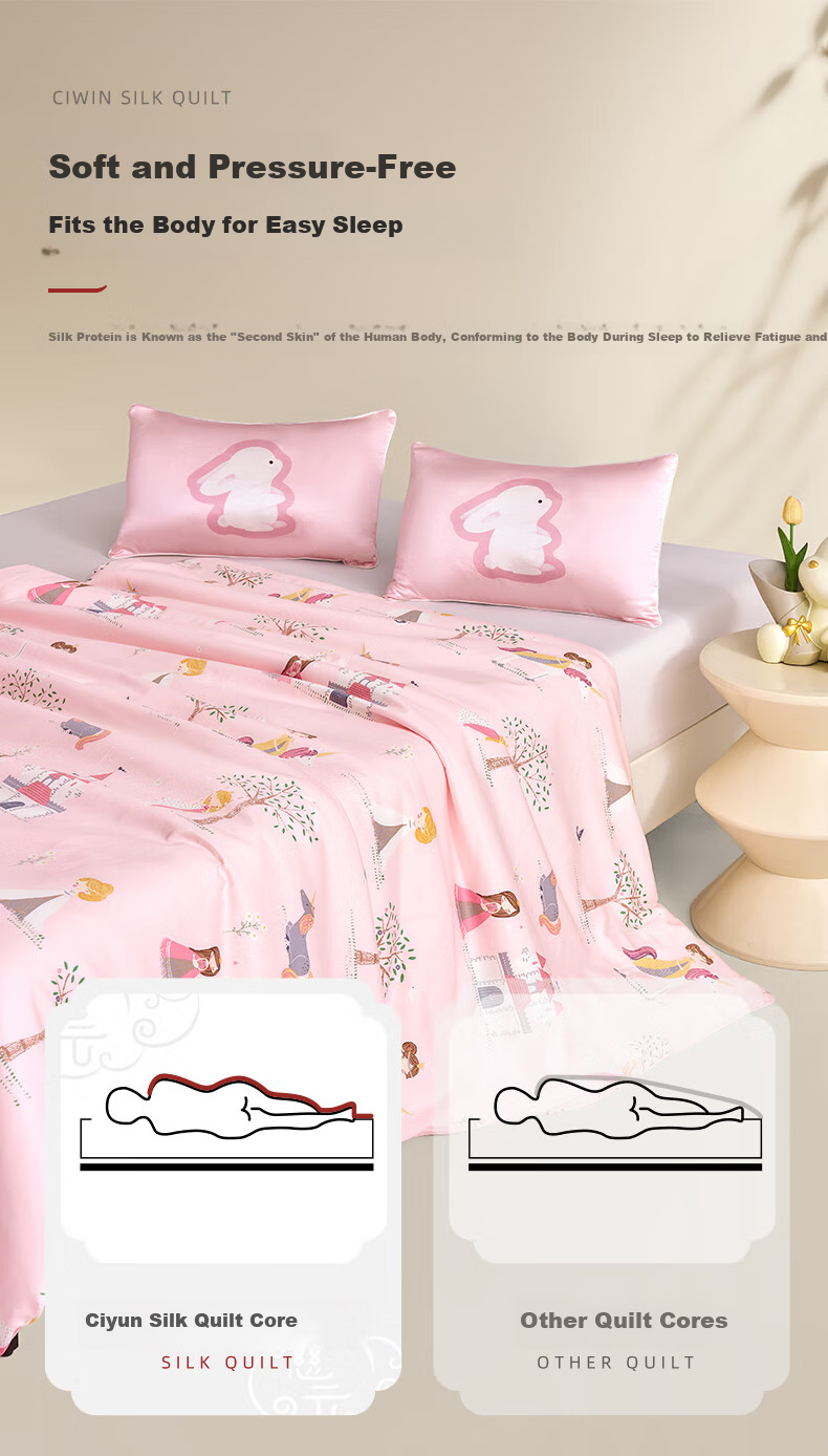 Ciyun Children's Silk Quilt 100% Mulberry Silk A-Class Cotton Quilt Net Weight 2 Jin 150*210cm Castle Princess 6