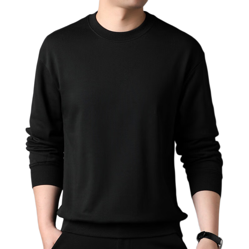 Hengyuanxiang Men's Sweatshirt 100% Cotton Crew Neck T-Shirt 15237320 Black 170/92A