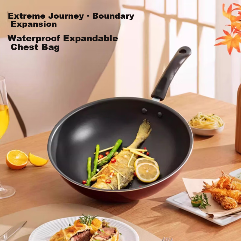 Joyoung Non-Stick Wok Household Stir-Fry Pan Large Flat Bottom Frying Pan Stove Compatible 28cm with Lid