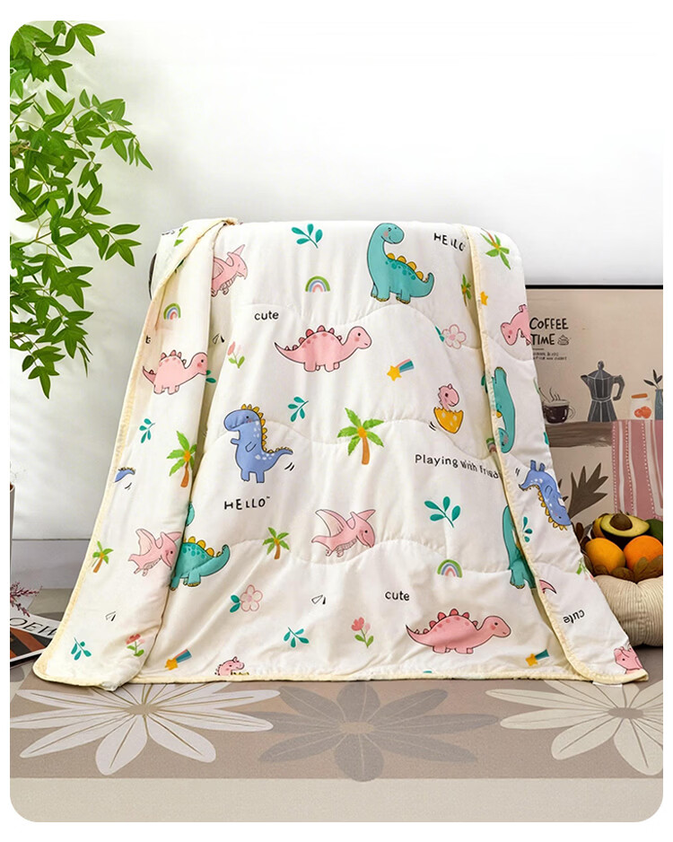 9i9 Children's Summer Lightweight Quilt Baby Air Conditioning Blanket Dormitory Quilt Single Kindergarten Nap Dinosaur Approx. 145*110 cm 8