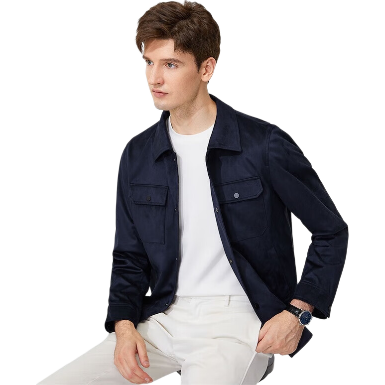 Goldlion GY Men's Jacket, Autumn Stand-Collar Casual Outerwear, Single Jacket JPF1369-LK104, Navy Blue, 3XL