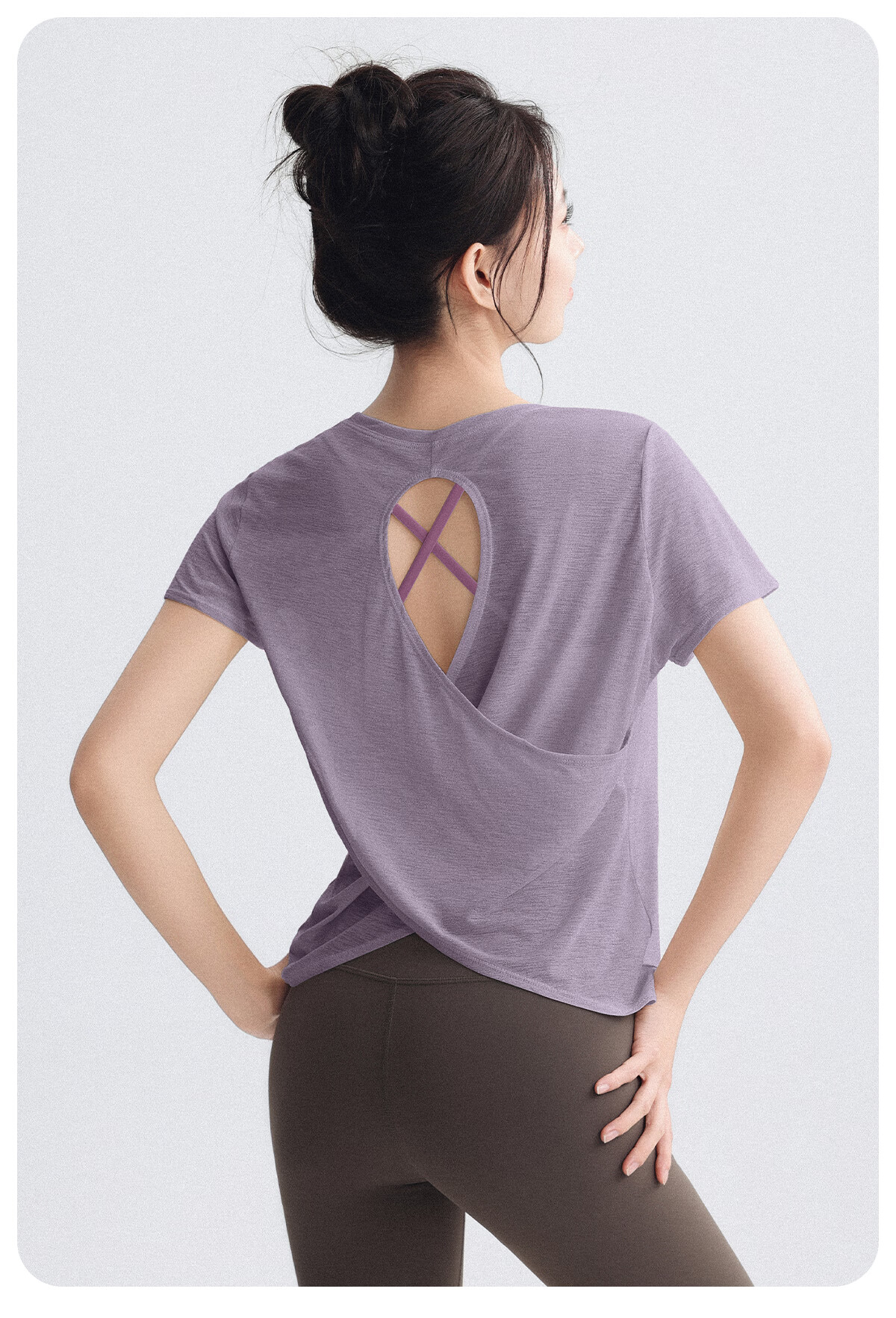 DRUR Loose Fit Back-Open Yoga T-Shirt Women Short Sleeve Quick-Dry High Elasticity One-Piece Running Sports Bra Top 18