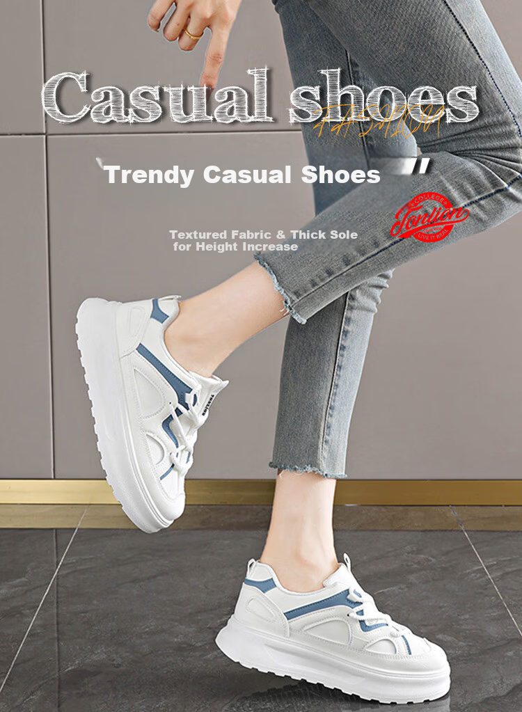 TonLion Women's Shoes Spring Summer 2026 Fashion Thick Sole Casual Sports Sneakers Versatile Beige Size 35 1