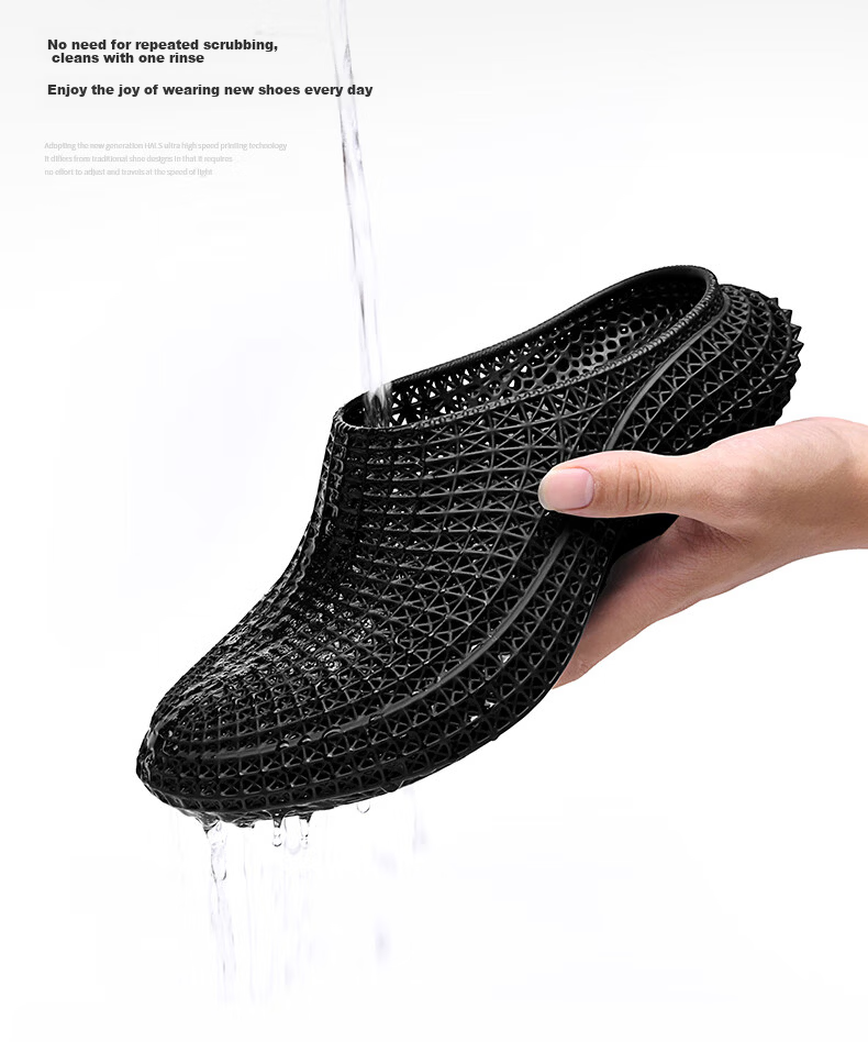 CABBEEN Men's Summer Slippers Hollow 3D Printed Thick Soft Elastic Home and Outdoor Dual-Purpose Gray White Sandals 15