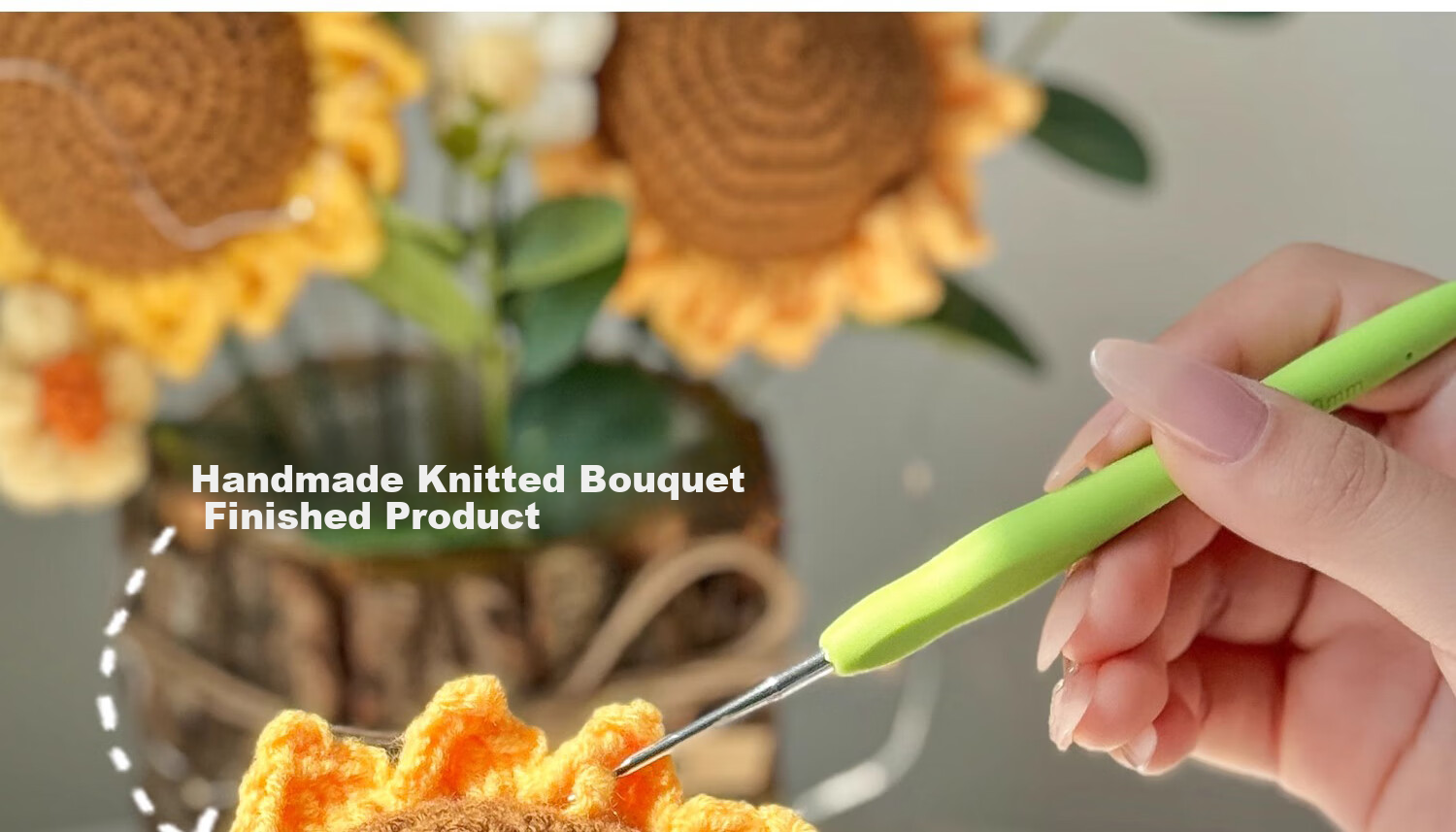 Fan Ye Bear Plush Bouquet Artificial Flowers Knitted Yarn Finished Product Eternal Flower Bouquet Gift for Best Friend Birthday Present 2