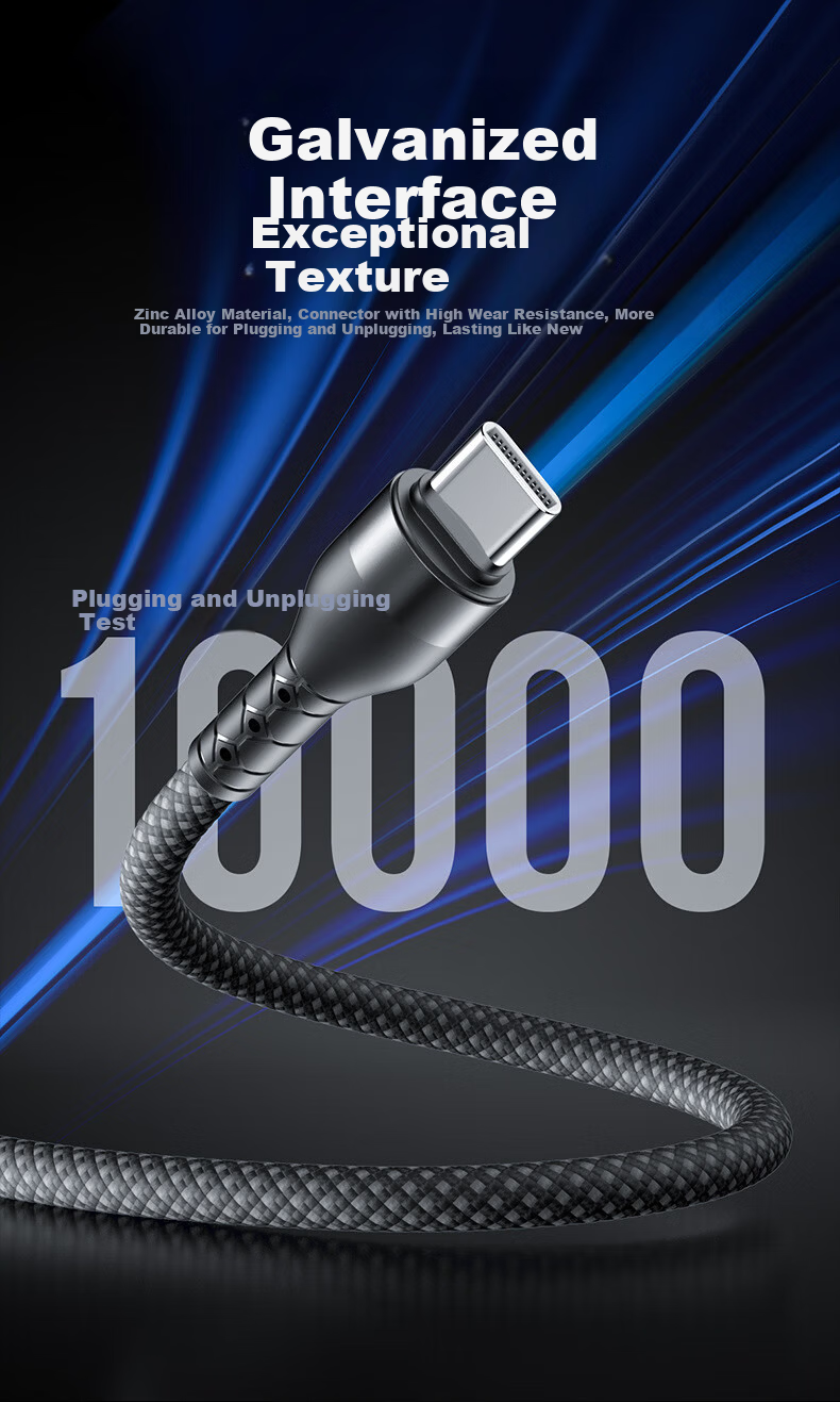 Jinling Shengbao Magnetic Type-C to Apple Dual-Head 100W Fast Charging Data Cable for iPhone 15 Pro Max, iPad, Huawei, 1m Starry Black 5