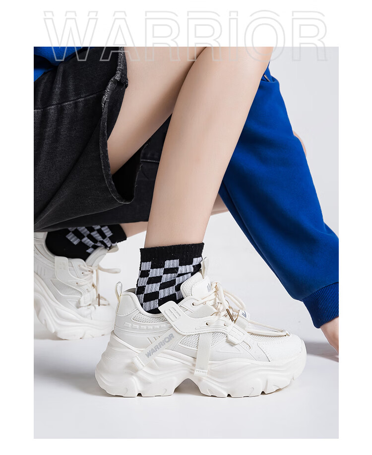 Warrior Thick-Soled Dad Shoes for Women Height Increasing Lightweight Breathable Casual Sports Shoes 402 Beige Size 40 9