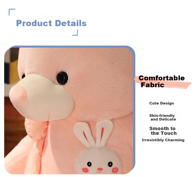 Hushi Little Treasure Bear Plush Toy 80cm - Women's Day Goddess Gift, Birthday Present for Girlfriend, Sleeping Hug Bear for Girls 12