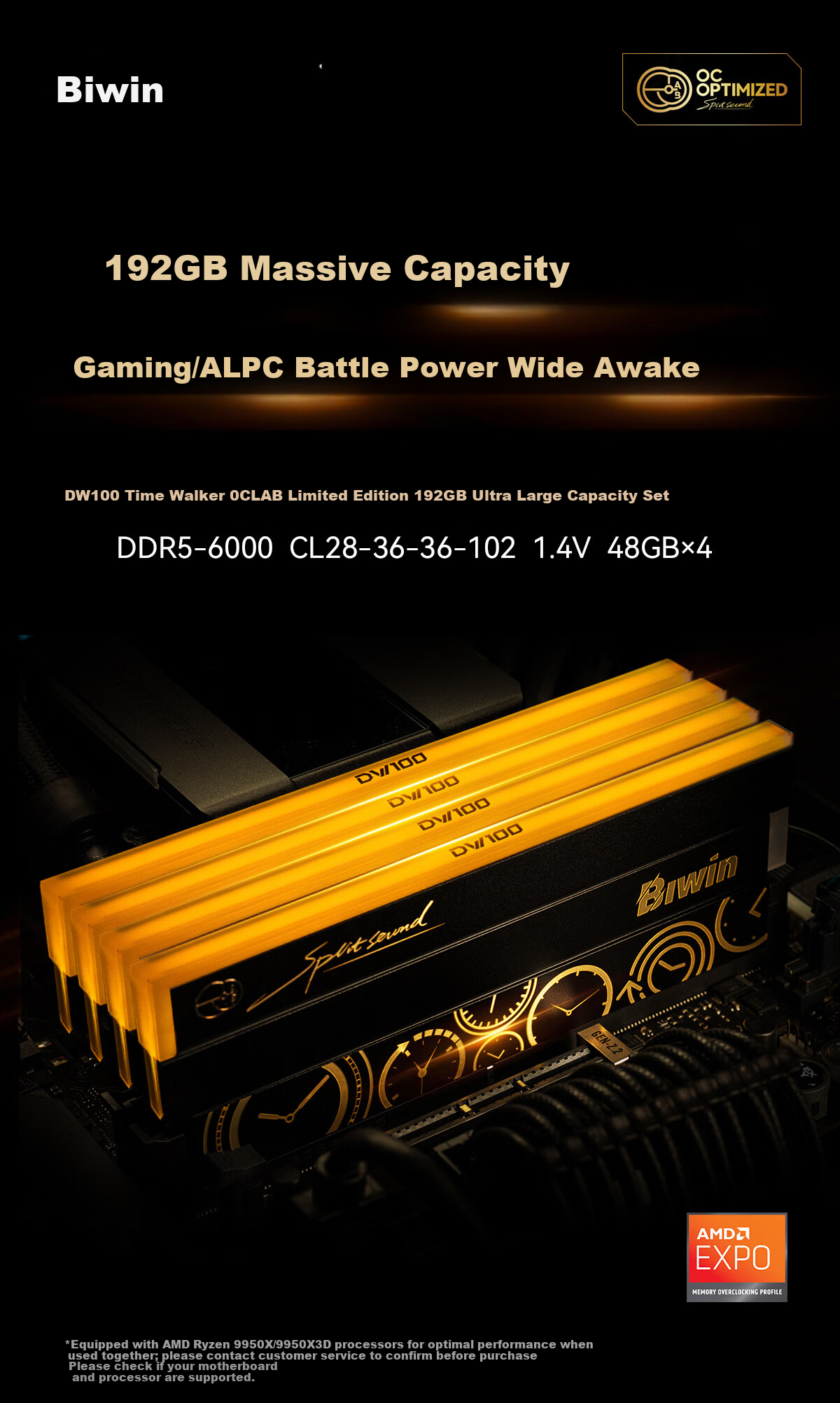 BIWIN 32GB (16GB×2) DDR5 8000MHz Desktop Memory Kit Timewalker DW100 RGB RAM Black AI PC Computer Storage Accessories 2